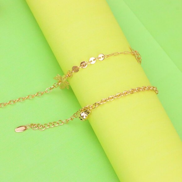 "Rose Gold Anklet with Leaf & Butterfly Charms, XPAL1163 - Picture 7 of 12